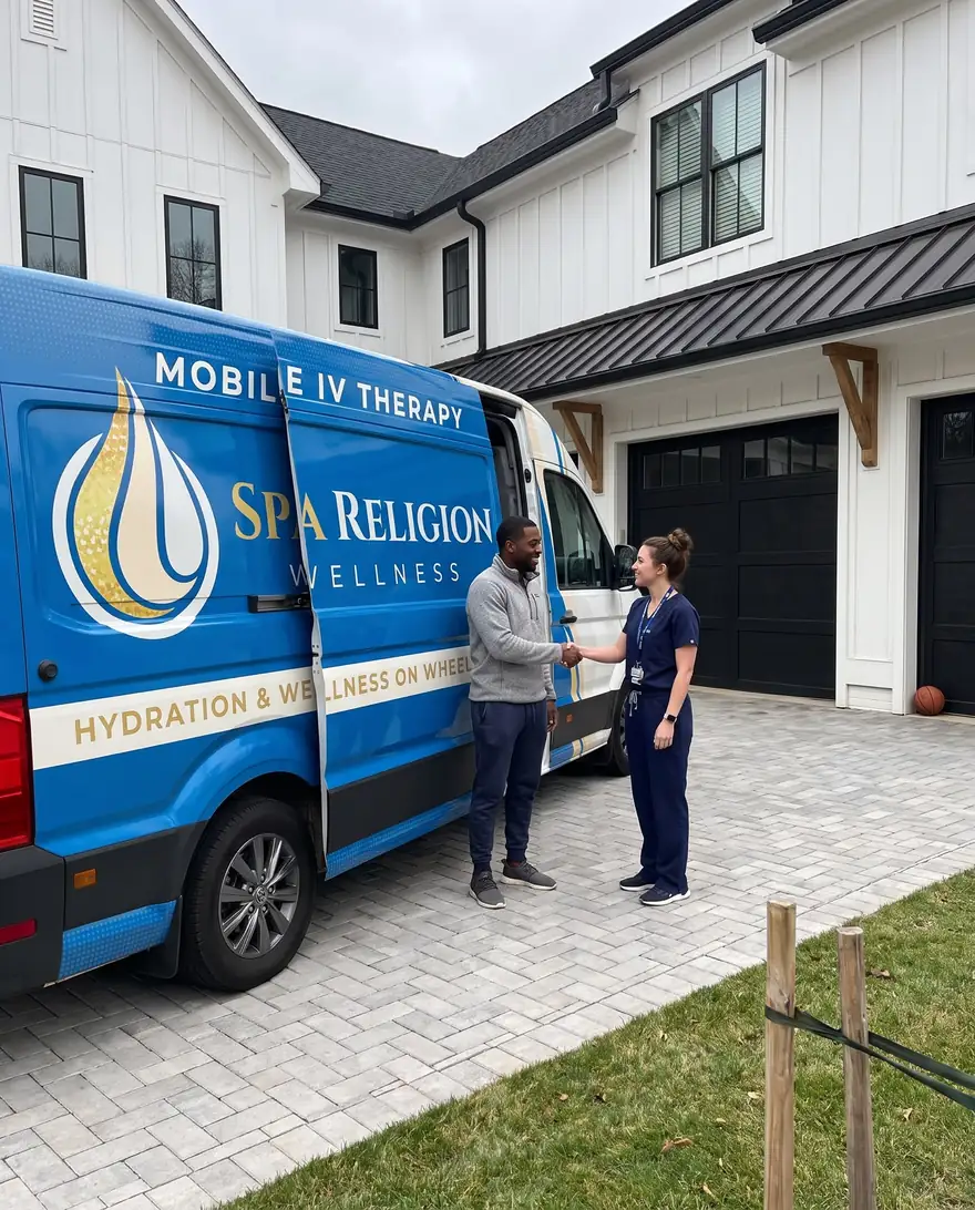 Spa Religion mobile spa arriving at a client's home